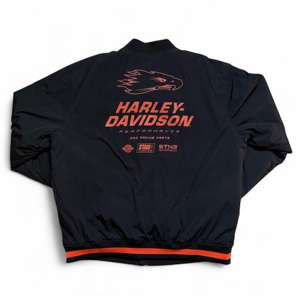 Harley-Davidson Performance Screamin Eagle Mens 2XL Black Nylon Bomber Jacket - Picture 2 of 10